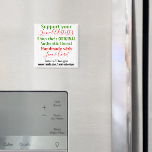 Stöd Lokala Konstnärer Röd Grön Magnet