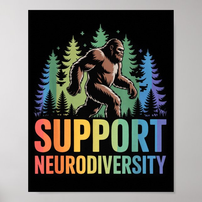 Stöd Neurodiversitet Rolig Bigfoot Autism ADHD Poster (Framsidan)