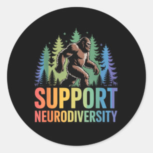 Stöd Neurodiversitet Rolig Bigfoot Autism ADHD Runt Klistermärke