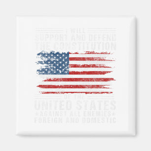 Stöd och försvar konstitutionen - Us Flagga 4 Magnet