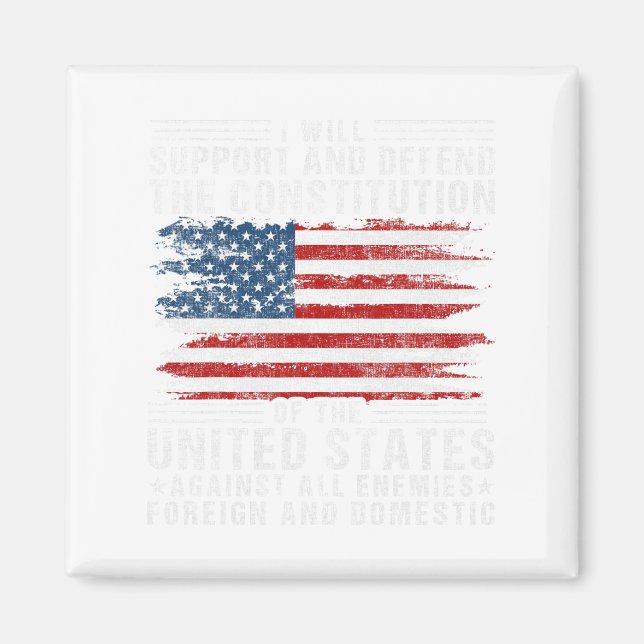Stöd och försvar konstitutionen - Us Flagga 4  Magnet (Framsidan)