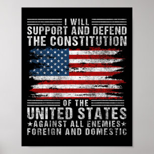 Stöd och försvar konstitutionen - USA Flagga 4 Poster
