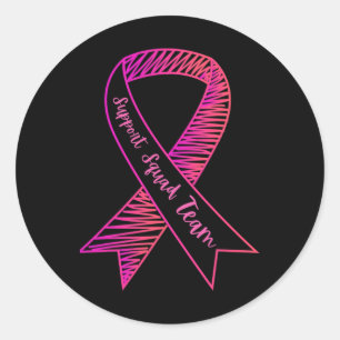 Stöd på World Cancer Day Squad Team Breast Cancer Runt Klistermärke