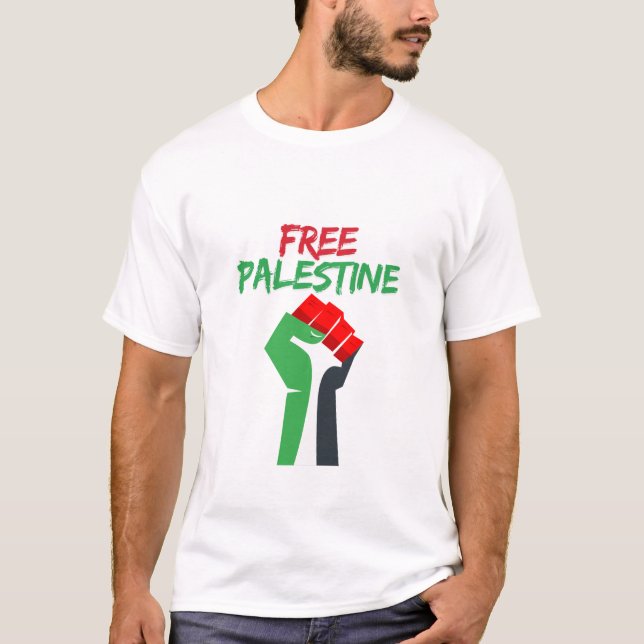 Stöd Palestina med detta fria Palestina T Shirt (Framsida)