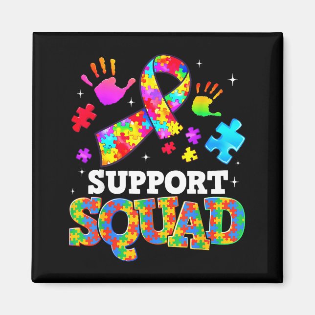 Stöd Squad Autism Medvetenhet Band Familj Män Magnet (Framsidan)