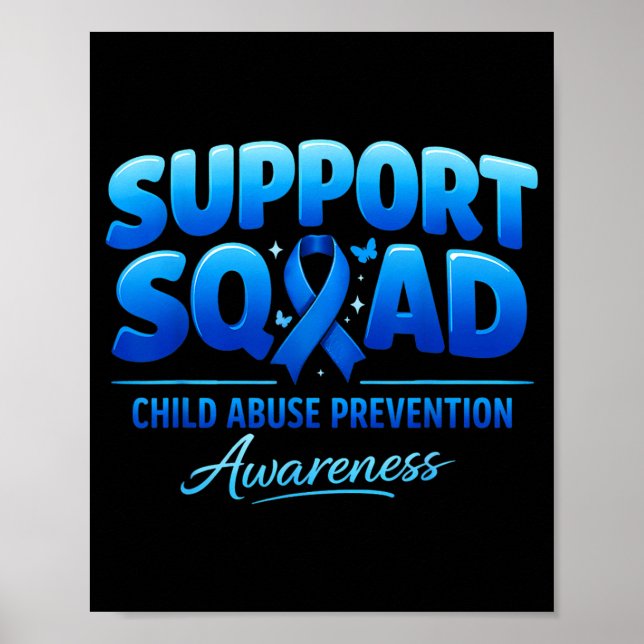 Stöd Squad Barnförebyggande Medvetenhet Blå Poster (Framsidan)