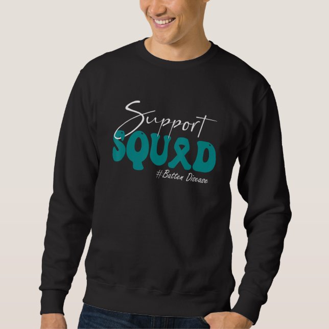 Stöd Squad Batten Disease Awareness Turkos Band Lång Ärmad Tröja (Framsida)