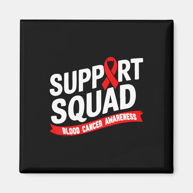 Stöd Squad Blodcancer Medvetenhet Månad Rött Band Magnet (Framsidan)