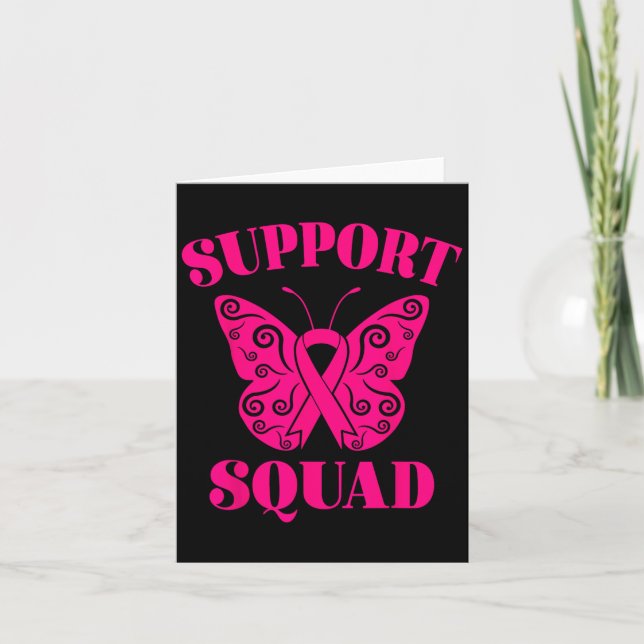 Stöd Squad Bröstcancer Medvetenhet Rosa Band  Kort (Framsida)