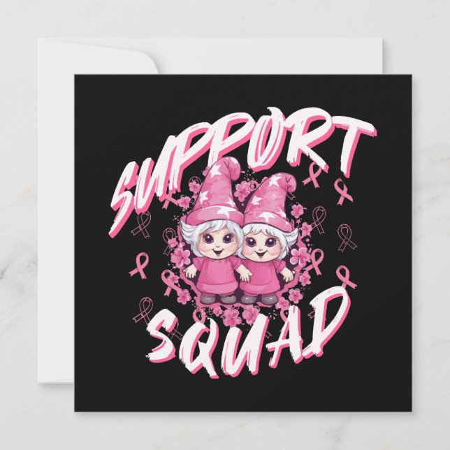 Stöd Squad Gnome Warrior Bröstcancer Medvetenhet (Framsida)