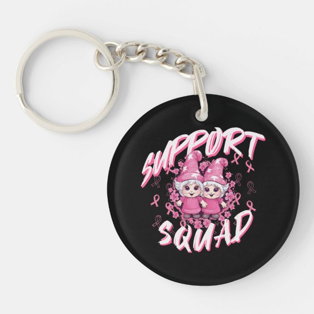 Stöd Squad Gnome Warrior Bröstcancer Medvetenhet (Framsidan)