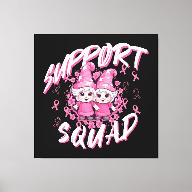 Stöd Squad Gnome Warrior Bröstcancer Medvetenhet Canvastryck (Framsida)