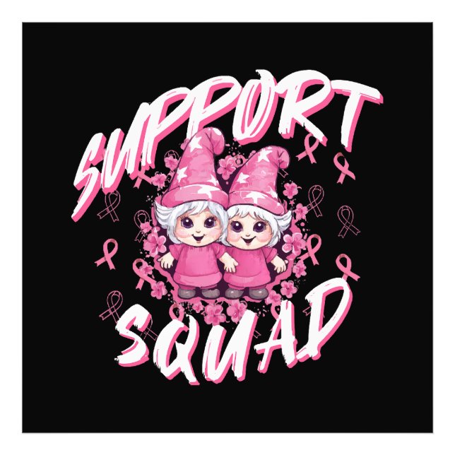Stöd Squad Gnome Warrior Bröstcancer Medvetenhet Fototryck (Framsidan)