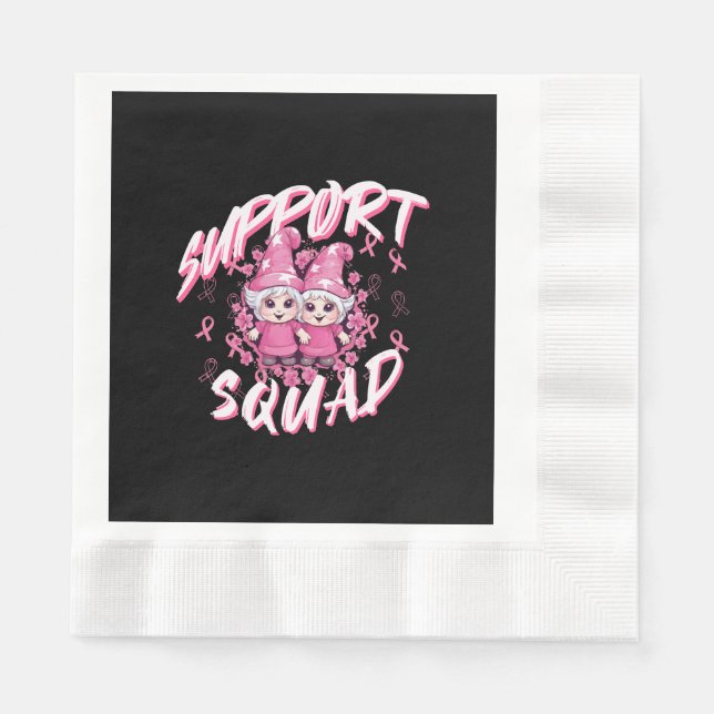 Stöd Squad Gnome Warrior Bröstcancer Medvetenhet Pappersservett (Framsidan)