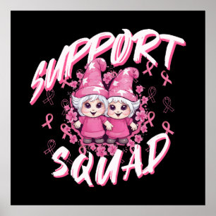 Stöd Squad Gnome Warrior Bröstcancer Medvetenhet Poster