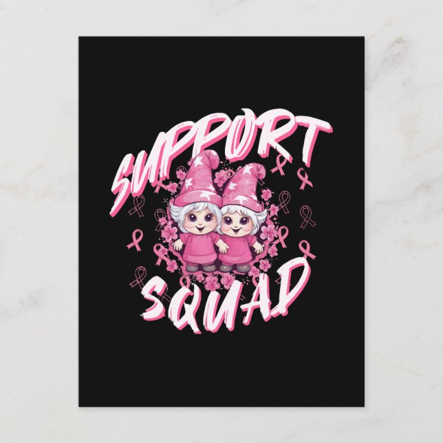 Stöd Squad Gnome Warrior Bröstcancer Medvetenhet Tilläggskort (Framsida)