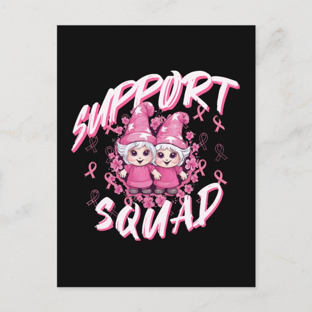 Stöd Squad Gnome Warrior Bröstcancer Medvetenhet Vykort (Framsida)