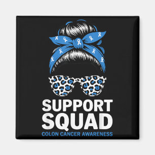 Stöd Squad Koloncancer Medvetenhet Messy Bun Magnet