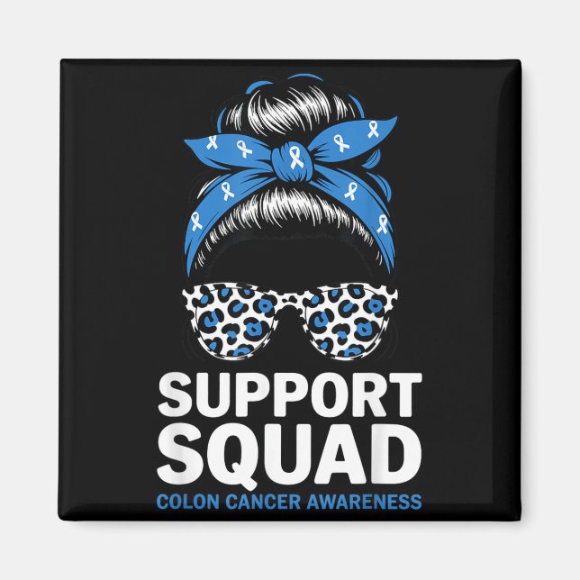Stöd Squad Koloncancer Medvetenhet Messy Bun Magnet (Framsidan)