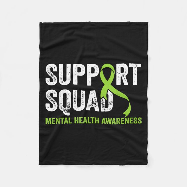 Stöd Squad Mental Health Awareness Grön Band Fleecefilt (Framsidan)