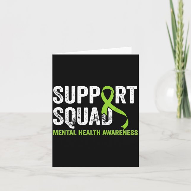 Stöd Squad Mental Health Awareness Grön Band Kort (Framsida)