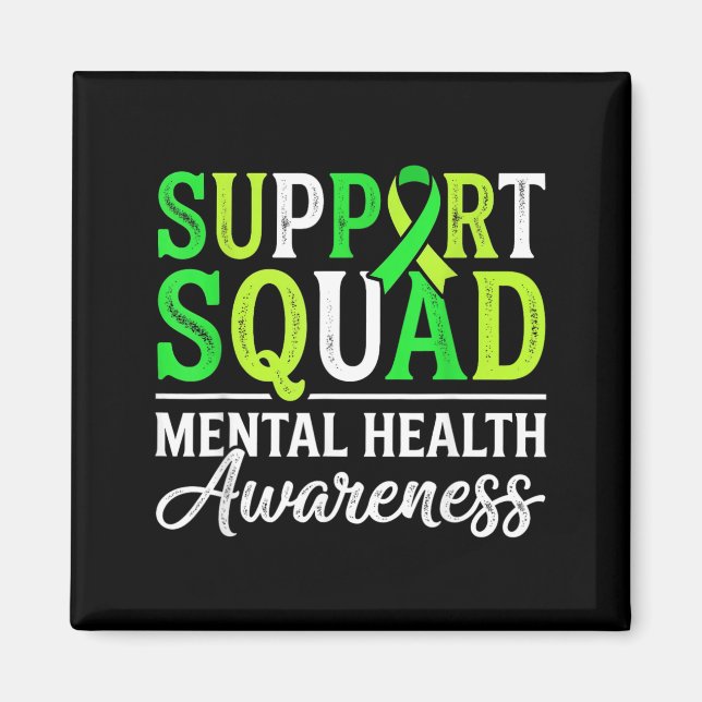 Stöd Squad Mental Health Awareness Grön Band Magnet (Framsidan)