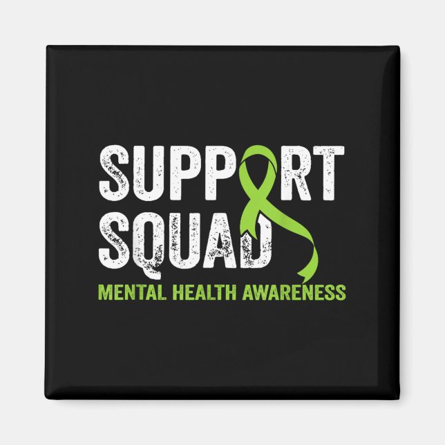 Stöd Squad Mental Health Awareness Grön Band Magnet (Framsidan)