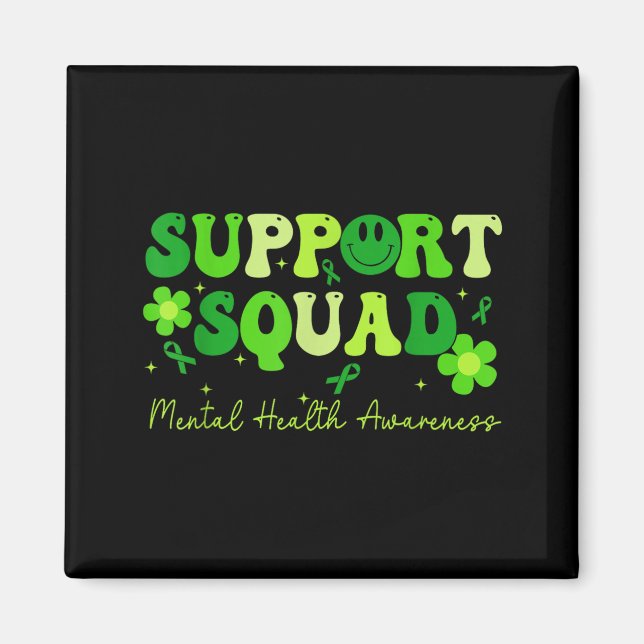 Stöd Squad Mental Health Awareness Grön Band Magnet (Framsidan)