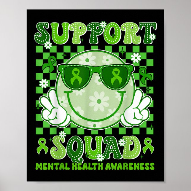 Stöd Squad Mental Health Awareness Smile ansikte M Poster (Framsidan)