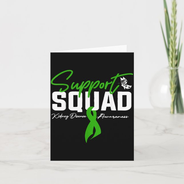 Stöd Squad Njursjukdom Medvetenhet Månad Grön Kort (Framsida)