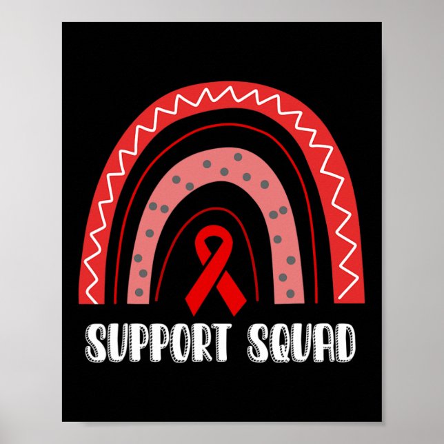 Stöd Squad Röd Regnbåge Blodcancer Medvetenhet  Poster (Framsidan)