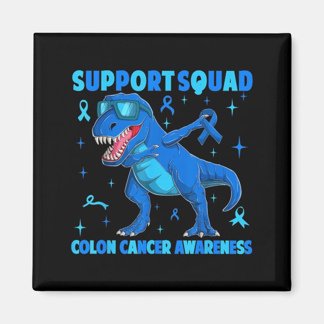 Stöd Squad T-Rex Dinosaur Koloncancer Magnet (Framsidan)