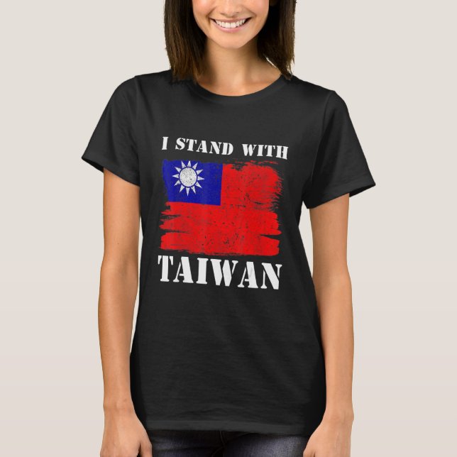 Stöd Taiwan som jag står med Taiwan-Flagga T Shirt (Framsida)
