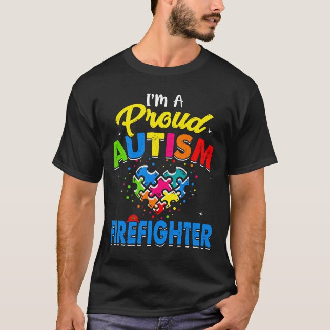 Stöd till autism Firefighter Autism Awareness Acce T Shirt (Framsida)