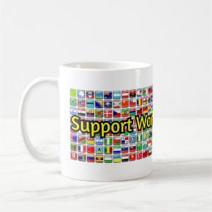 Stöd till banderoll för global läskunnighet kaffemugg