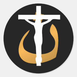 Stöd till kristna! Crucifix - "Nuun"-symbol Runt Klistermärke