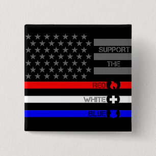 Stöd till Red White & Blue - Fire/EMS/Police Knapp