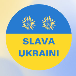 Stöd till Slava Ukrainini Blue Guld Sunblomma Ukra Runt Klistermärke