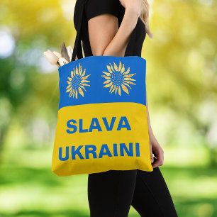 Stöd till Slava Ukrainini Blue Guld Sunblomma Ukra Tygkasse