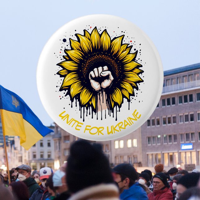 Stöd till Ukraina Fist & Solros Knapp (Skapare uppladdad)
