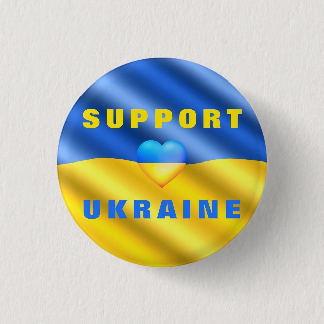 Stöd till Ukraina - fred - Ukrainas Flagga - frihe Knapp (Framsida)