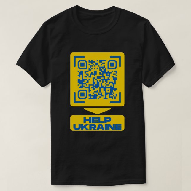 Stöd till Ukraina QR Code T-Shirt (Design framsida)