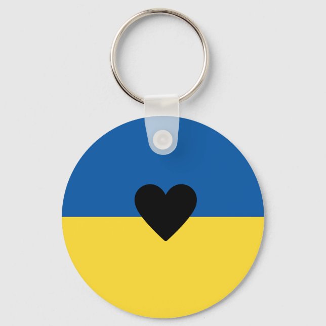 Stöd till Ukraina, Ukrainas flagga hjärta Nyckelring (Framsida)