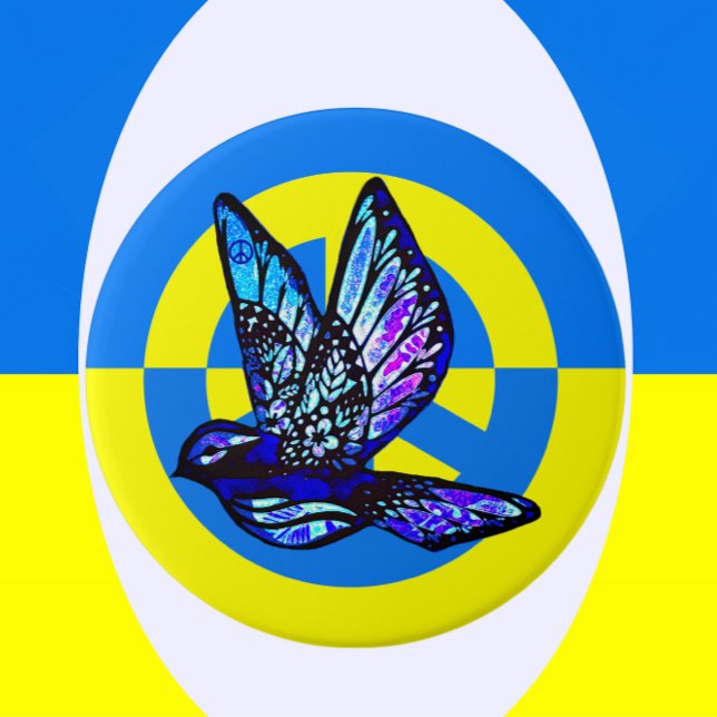 Stöd till Ukraina Vibrant Peace Dove Knapp (Skapare uppladdad)