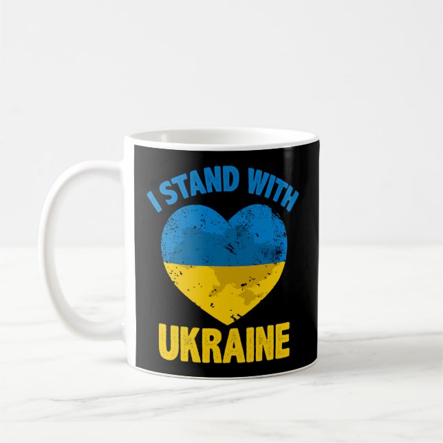 Stöd till ukrainsk Flagga som jag står för Ukraina Kaffemugg (Vänster)