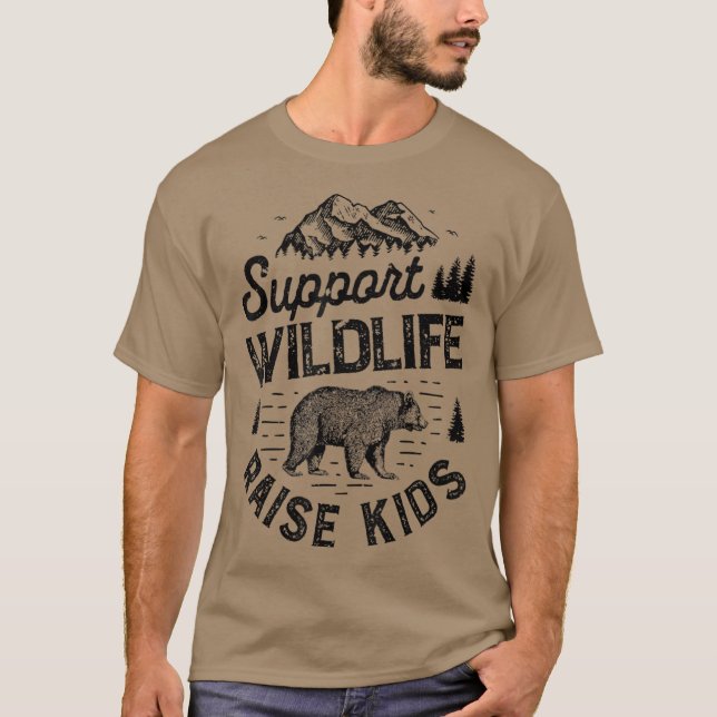Stöd till vildLife Öka Kids Boys Mamma Pappa Mor T Shirt (Framsida)