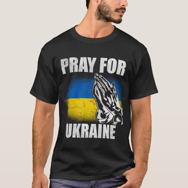 Stöd Ukraina Be för Ukraina Ukrainas flagga Fred T Shirt (Framsida)