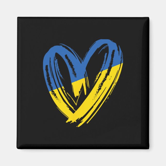 Stöd Ukraina Flagga Hjärta Anti Krig Fred För Ukra Magnet (Framsidan)