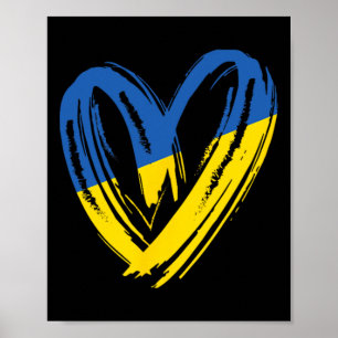 Stöd Ukraina Flagga Hjärta Anti Krig Fred För Ukra Poster