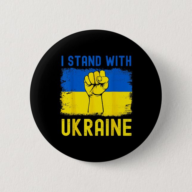 Stöd Ukraina Flagga Jag Står Med Ukraina  Knapp (Framsida)